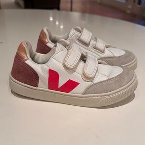 Veja Kids Sneakers - White, Pink, Gray, and Tan